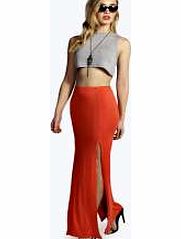 boohoo Double Split Thigh High Maxi Skirt - orange