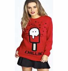 boohoo Evie Chillin Christmas Jumper - red azz21517