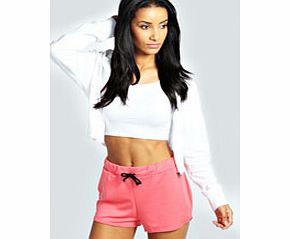 Evie Loopback Jersey Runner Shorts - coral