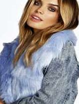 boohoo Faux Fur Collar Scarf - blue azz13402