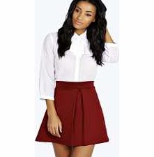 boohoo Front Detail Pleated A Line Mini Skirt - berry