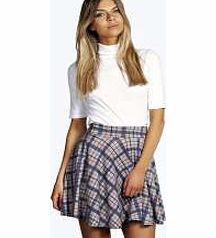 boohoo Grey Marl Checked Skater Skirt - multi azz10852