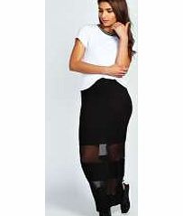 boohoo Helena Mesh Insert Maxi Skirt - black azz29236