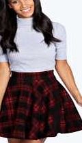 boohoo Hoched Check Skater Skirt - berry azz19119