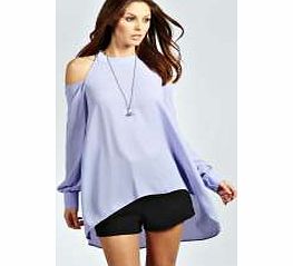 boohoo Isabelle Cut Out Shoulder Dipper Back Blouse -