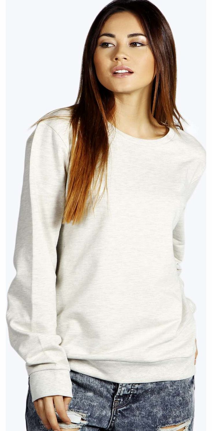 Jennifer Rib Cuff Sweatshirt - grey marl azz14797