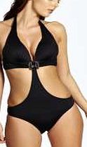 boohoo Jewel Detail Swimsuit - black azz21345