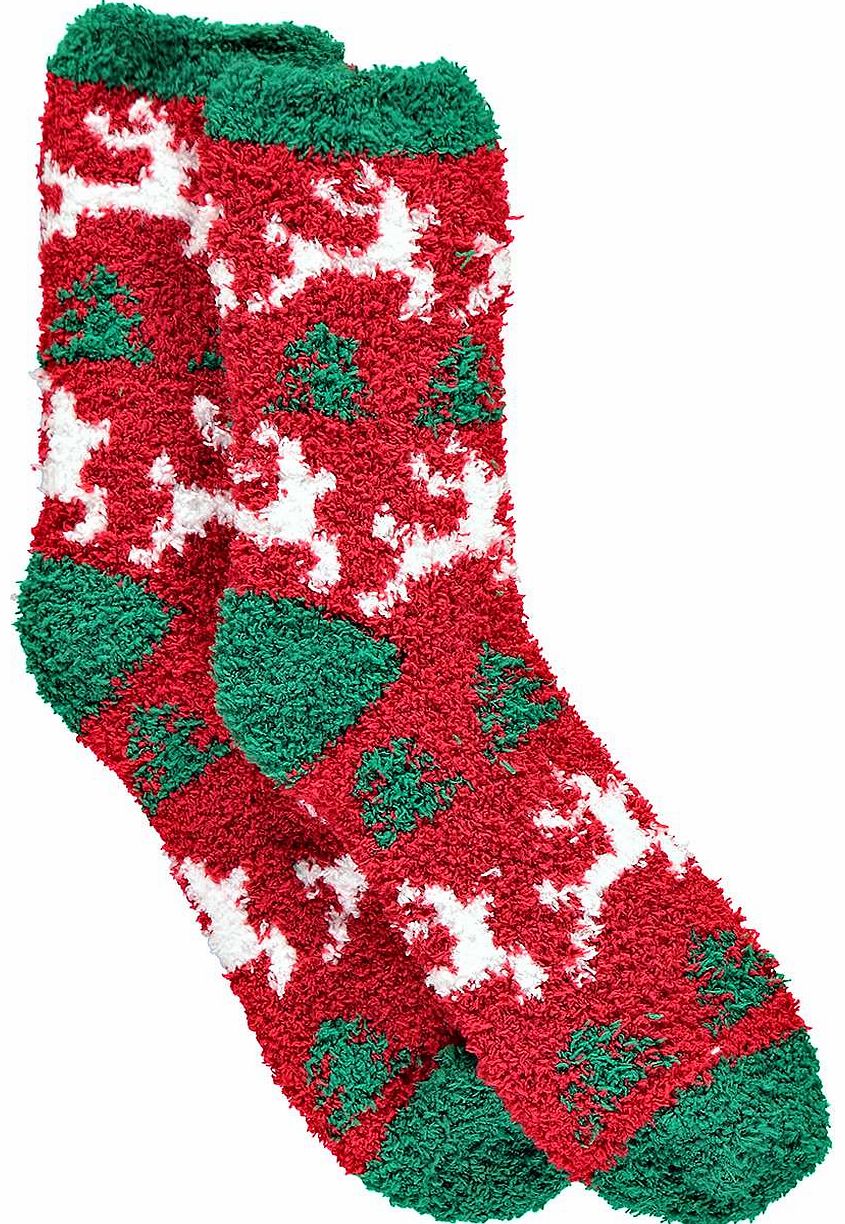 boohoo Katie Reindeer Cosy Christmas Socks - multi