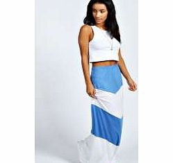 boohoo Large Stripe Jersey Maxi Skirt - denim-blue
