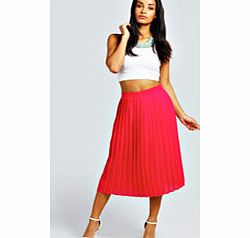 boohoo Leanna Pleated Woven Midi Skirt - pink azz27971