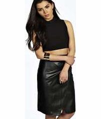 boohoo Leather Look Wrap Skirt Co Ord Set - black