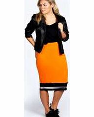 boohoo Lucy Midi Skirt With Sport Rib - orange pzz99110