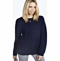 Lucy Skull Cable Knit Jumper - navy azz21292