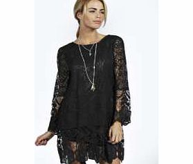 Maddie Flower Lace Long Sleeve Smock Dress -