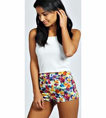 Mae All Over Floral Jersey Knicker Shorts - lime