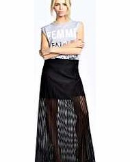 boohoo Mia Mesh Panelled Maxi Skirt - black azz23272