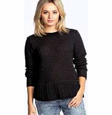 Mia Peplum Knitted Jumper - black azz21923