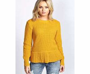 Mia Peplum Knitted Jumper - mustard azz21923