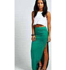 boohoo Micha Ruched Side Jersey Maxi Skirt - bright