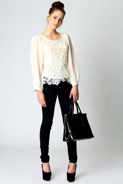 Boohoo Milly Crochet Detail Blouse