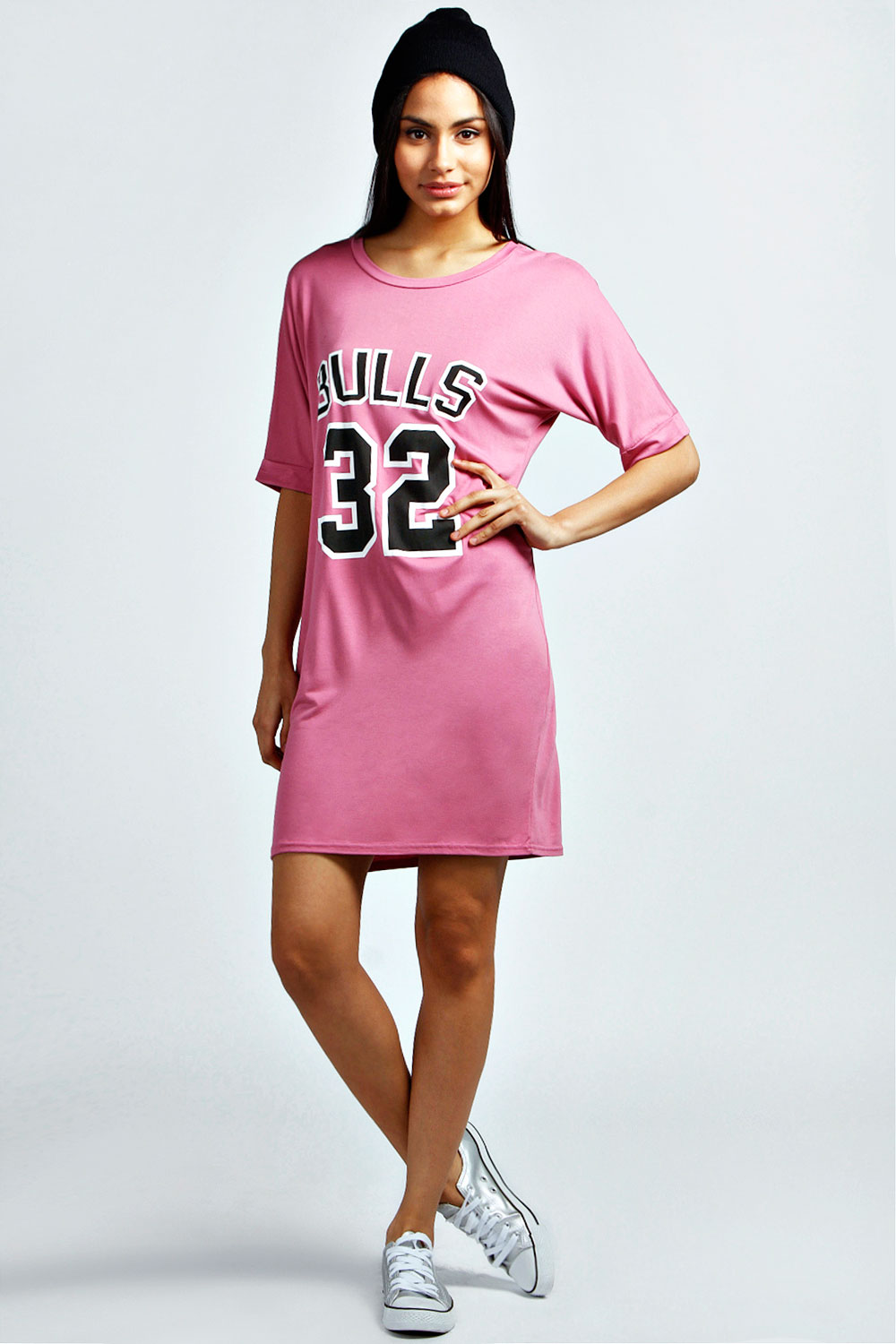 boohoo Nadine Bulls 32 T-Shirt Dress - rose pink