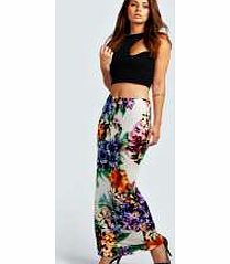 boohoo Naomi Abstract Floral Print Slinky Maxi Skirt -