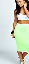 boohoo Neon Jersey Midi Skirt - neon-green azz30918