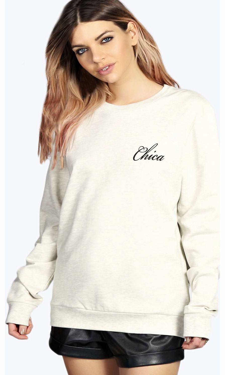 Nina Chica Slogan Sweatshirt - grey marl azz14813