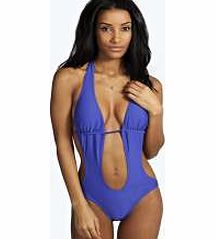 boohoo Padded Cut Out Swimsuit - lilac azz21480