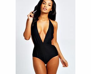 boohoo Paphos Textured Cut Out Swimsuit - black azz35430