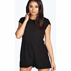 Pearl Cap Sleeve Scalloped Collar Playsuit -