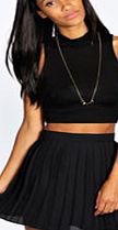 boohoo Pleated Woven Mini Skirt - black azz32004