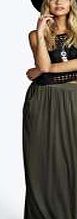 boohoo Pocket Front Jersey Maxi Skirt - khaki azz09946