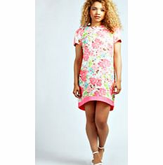 Poppy Neon Contrast Floral Shift Dress - multi