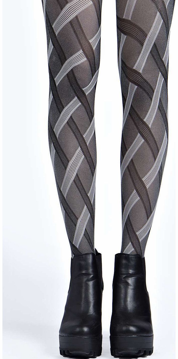 Rachel Check Cable Effect Tights - grey azz14745