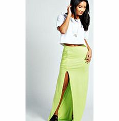 boohoo Ria Ruched Top Jersey Maxi Skirt - lime azz32363