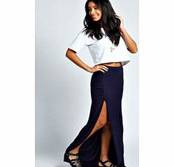 boohoo Ria Ruched Top Jersey Maxi Skirt - navy azz32363