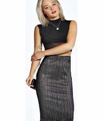 boohoo Rosie Glitter Pleated Midi Skirt - black azz21377