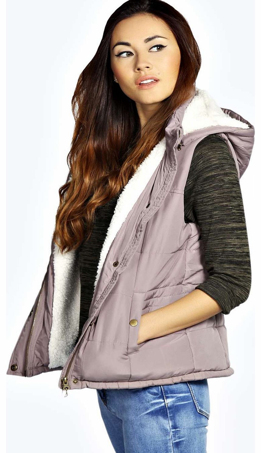 Ruby Padded Gilet With Hood - grey azz15571