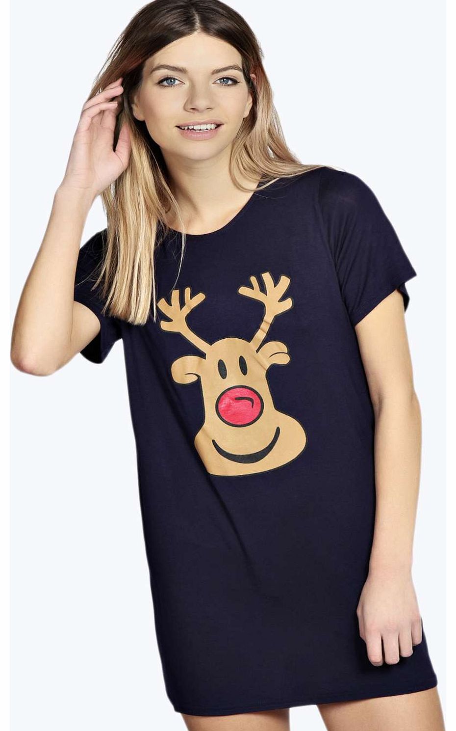 Ruby Reindeer Oversized T-shirt Nightdress -