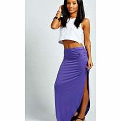 boohoo Ruched Side Jersey Maxi Skirt - purple azz30242