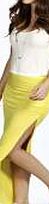 boohoo Ruched Side Jersey Maxi Skirt - yellow azz07347