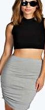 boohoo Ruched Sides Mini Skirt - grey marl azz06187