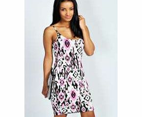 Ruth Printed Strappy Bodycon Dress - neon-pink