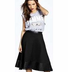 boohoo Sarina PU Trim Full Midi Skirt - black azz22690