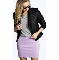 boohoo Scallop Hem Mini Skirt - lilac azz10843
