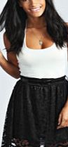 boohoo Scalloped Edge Lace Skater Skirt With Belt -