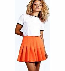 boohoo Serena Pleated Scuba Mini Skirt - orange azz24070