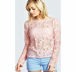 Sherry Allover Lace Long Sleeve Woven Top -