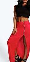 boohoo Side Zip Maxi Skirt - red azz10838